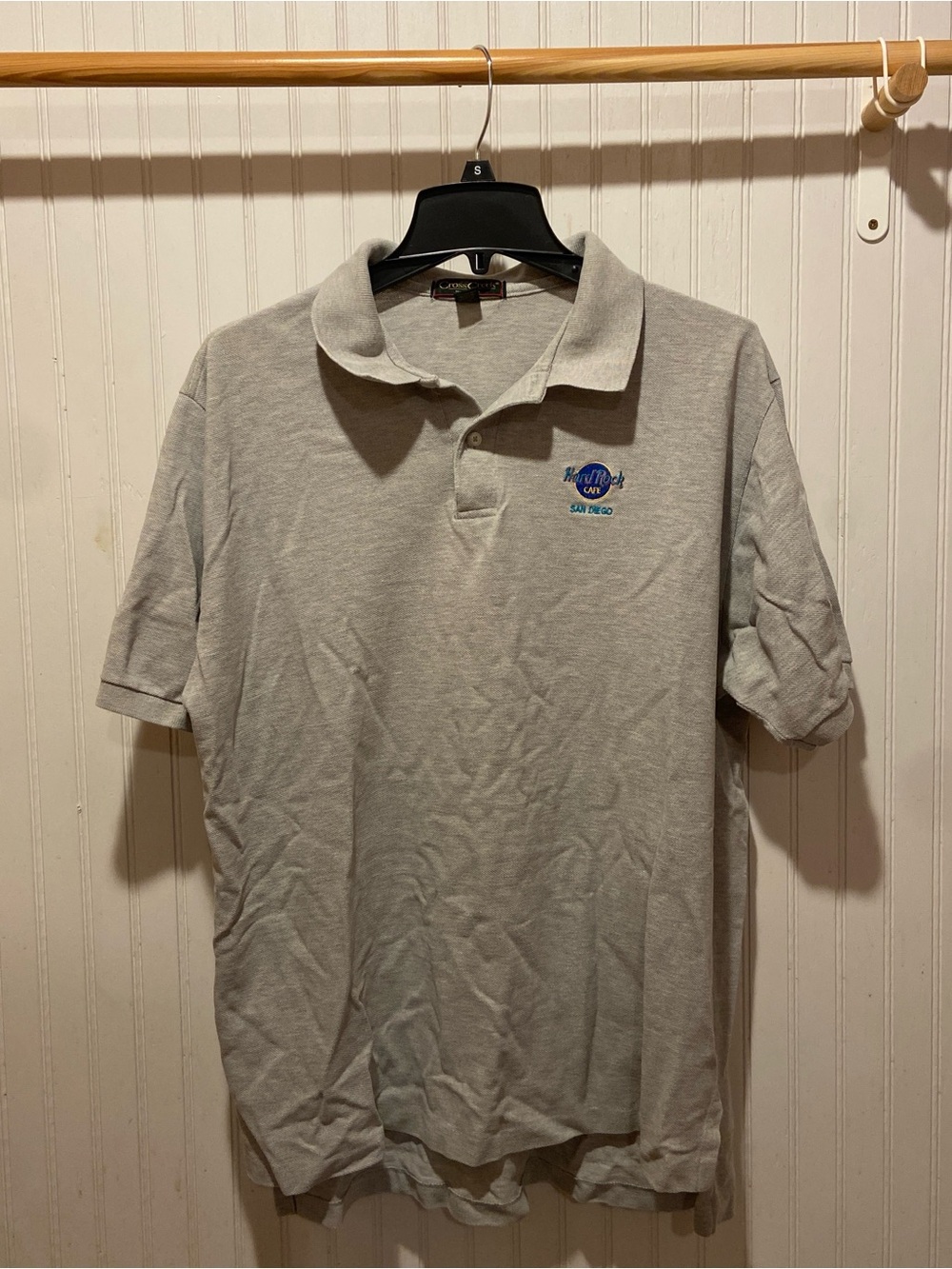 Hard Rock Cafe Light Gray Men's Polo with Embroidered Logo